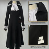 Halloweez Anime Akutagawa Ryunosuke Cosplay Costume Wig with Oversize Lining Coat, Elastic Pants, Shirt, and Belt for Daily Wear - Halloweez
